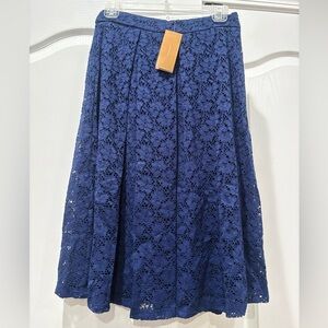Francesca's Collections Navy Lace A-Line Skirt